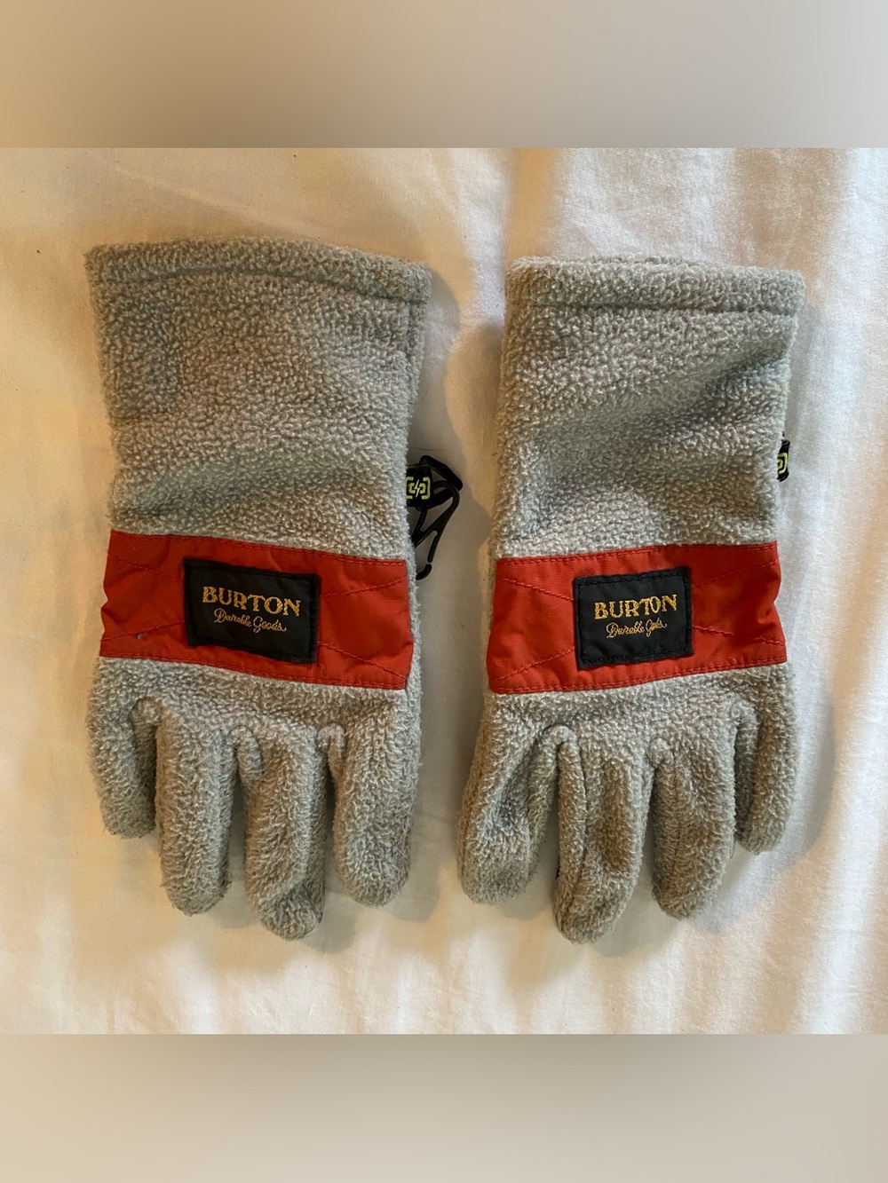 Burton Winter Gloves Fleece Logo Gray Red Outdoor Gorpcore Ski Snow Play